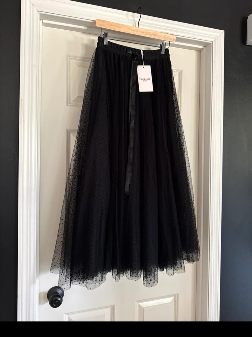 NWT CHOKLATE PARIS Aria skirt in dotted tulle in Black size Medium - Picture 10 of 12